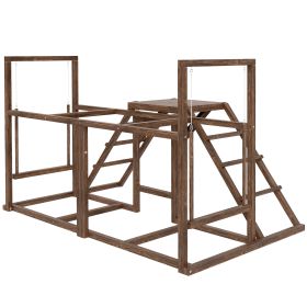 Chicken Activity Play Set With Multiple Chicken Perches, Swing, Ladder, Platform For 3-4 Chickens, Coffee (Color: Coffee)