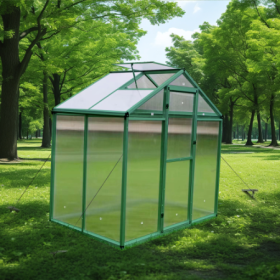 Newly Marketed Gain Height Windproofaluminum Greenhouse 6x4 FT Polycarbonate Greenhouse Raised Base And Anchor Aluminum Heavy Duty Walk-in Greenh (Color: Green)